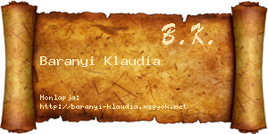 Baranyi Klaudia névjegykártya